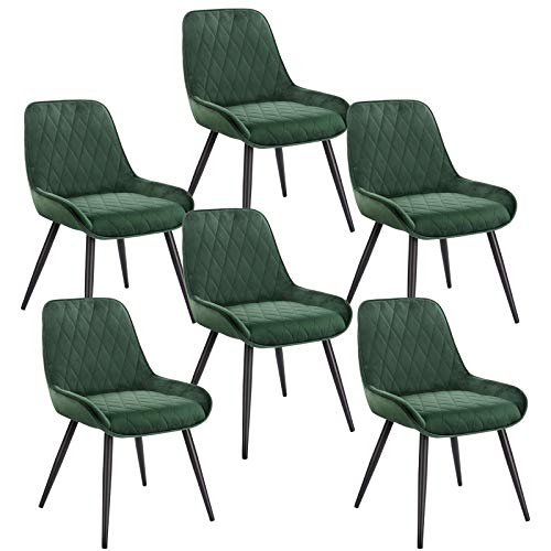 ELIGHTRY Sillas de Comedor con Respaldo Patas Metal Sillas Diseño Nórdico en Terciopelo Sillas Salón Silla de Oficina Sillas de Cocina Set de 4 Piezas Verde