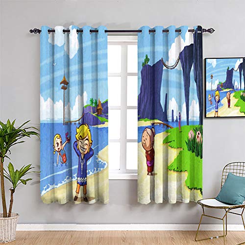 Elliot Dorothy Cortinas de oscurecimiento con aislamiento térmico La leyenda de Zelda Breath of the Wild Cartoon lindas cortinas Chid con aislamiento térmico cortina opaca de 42 x 63 cm