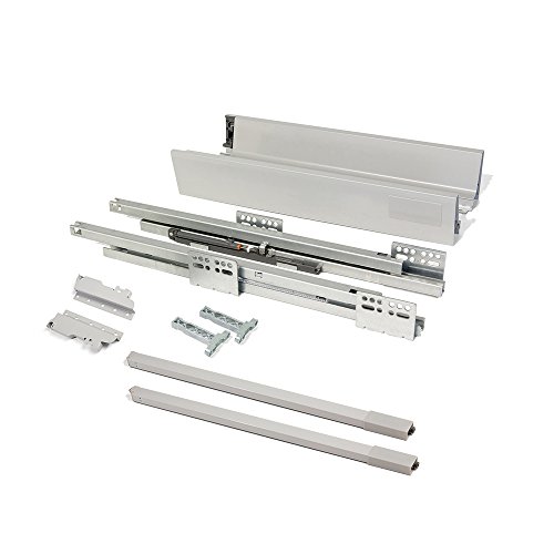 EMUCA - Kit de cajón para Cocina o baño con guias de extracción Total y Cierre Suave, Altura 141mm y Profundidad 500mm, Gris