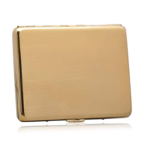 Estuche Portátil Cobre Cigarrillos, Estuche Cigarrillos, Doble Cara Abatible, Estuche Almacenamiento Bolsillo, Capacidad 9 Cigarrillos Tamaño King, Mujeres Y Hombres (Dorado)