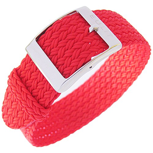 Eulit Palma 22 mm rojo de una sola pieza de nailon trenzado Perlon alemán reloj correa