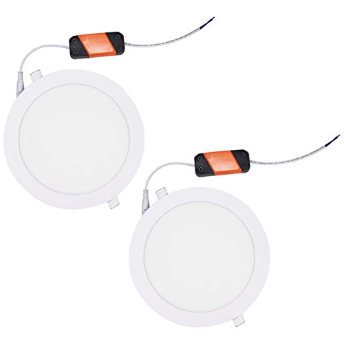 EXTRASTAR 2x Downlight LED de Techo - 18W equivalente a 144W, Lámparas empotrable de 1350 lúmenes, Color Blanco Frio 6500K, Transformador Incluido. 225 x 13mm - Pack de 2 Unidades