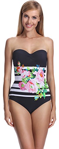 Feba Original Monokini Bañadores Trajes de Baño de 1 Pieza Vestido Ropa Playa Verano Mujer F54(Patrón-434, EU 38 = ES (40))