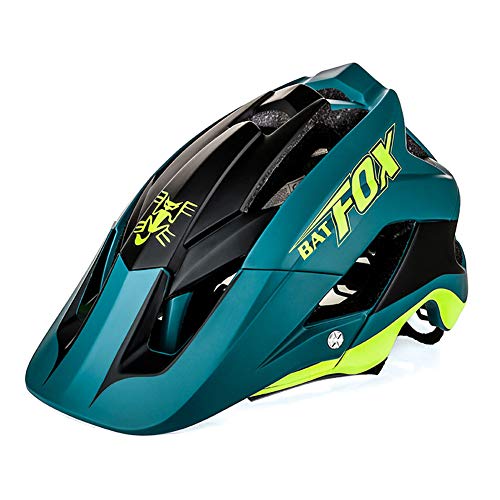 FeMereina Unisex Casco para Bicicleta MTB, Bicicleta de Montaña Visera Desmontable + Casco Gratis (Verde Oscuro, 55-62 cm)