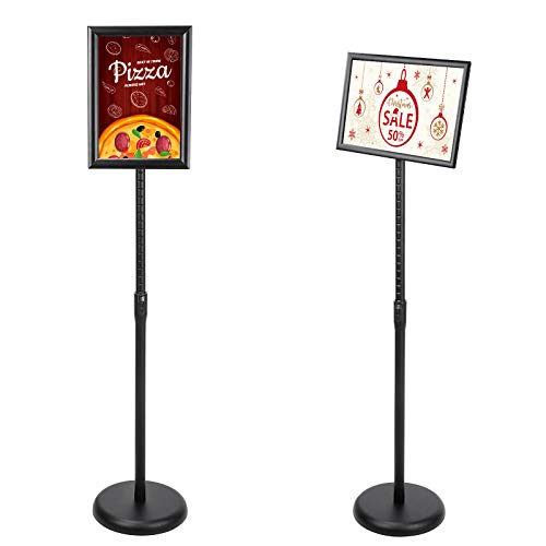 Femor Soporte para Póster DIN A4, Soporte para Carteles de Aluminio, Póster de Menú Soporte con Película Protectora de PVC, Altura Ajustable, 360° Giratorio, para Espectáculos, Publicidad, Menú etc