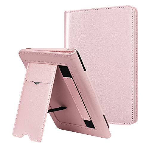 Fintie Funda Vertical para Kindle (10.ª Generación - 2019) / Kindle (8.ª Generación - 2016) - Carcasa de Cuero Sintético con Bolsillo para Tarjeta y Correa de Mano, Oro Rosa