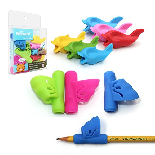 firesara Pencil Grips Universal Silicona ergonómico Hand Writing Claw asistencia Dolphin y ala de mariposa de estilo pen formación soporte soporte Grip para diestros adultos niños estudiantes personas