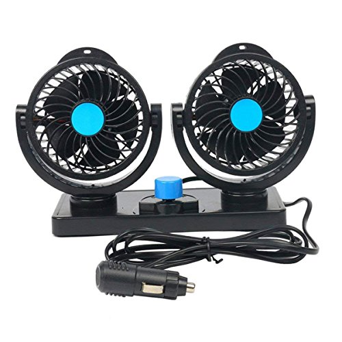 FreeTec - 360 ° Giro 12 V Ventilador Auto Ventilador Ajustable Filtro de Aire de Ventiladores de Alto Rendimiento con 2 Nivel 8 W/15 W Auto Aire Acondicionado Coche Fan