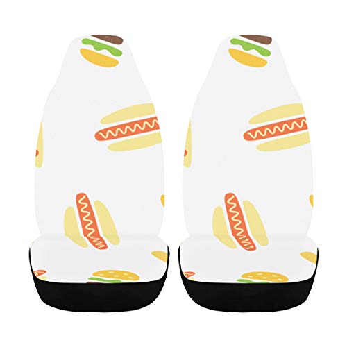 Fundas de asiento de furgoneta Cute Hot Dog In Bun Funda de dibujos animados Coche para niños 2 piezas Airbag de ajuste universal Compatible para Para coche Suv Auto Truck Fundas de asiento de coche