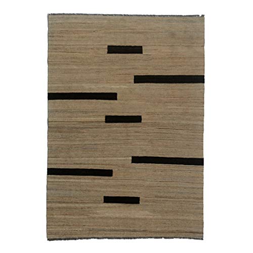 Fybernots Ariana Kilim - Alfombra neutral hecha a mano 100% lana oriental (6 x 5 pies)