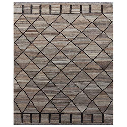 Fybernots Ariana Kilim - Alfombra neutral hecha a mano 100% lana oriental (6 x 5 pies)