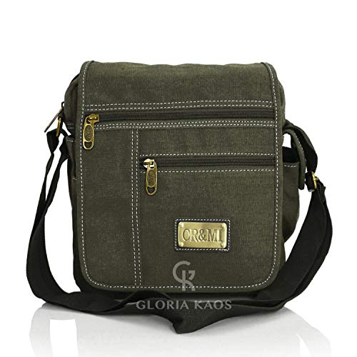 G.Kaos - Bolso Hombre Con Bandolera de Lona Ajustable - Bolsillo Múltiple (3348-Mil.Green)