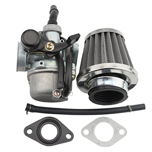 GOOFIT Carburador 19 PZ19 Moto con Filtro de Aire 35mm con Membranas para 2 Tiempos 50cc 70cc 90cc 110cc 125cc Pit Bike ATV Quad Ciclomotor y Scooter Go Kart Plata