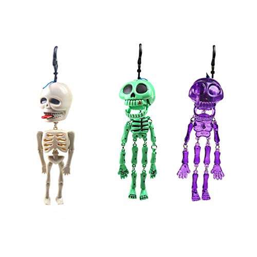 Hakka 3 Piezas de Esqueletos Pequeños de Juguete para Niños Favores de Fiesta Calavera Espeluznante para Fiesta de Halloween Plástico Spoof Spoof Figuras Accesorios