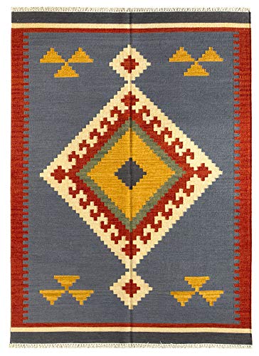 HAMID - Alfombra Kilim Lori con Diseño Moderno - 100% Lana - Alfombra Tejida a Mano - Alfombra de Pasillo, Salón, Dormitorio, Sala de Estar, Entrada (D.1, 230x160 cm)