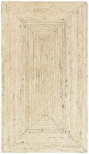 HAMID Alfombra Yute Alhambra Color Semi Blanco- Alfombra 100% Fibra de Yute (80x150cm)