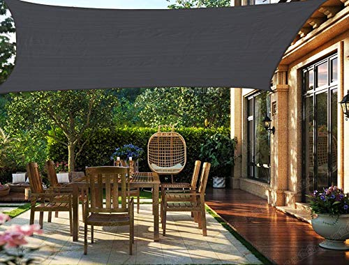 HENG FENG Toldo Vela de Sombra Rectangular 3.5 x 5 m Protección Rayos UV Solar Protección HDPE Transpirable Aislamiento de Calor para Dar Sombra a su Jardín Color Antracita