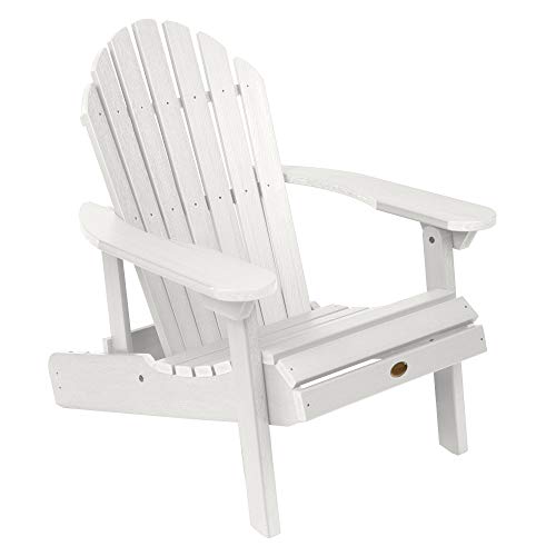 Highwood Colección Adirondack Butaca reclinable y Plegable, Blanco, Reposabrazos