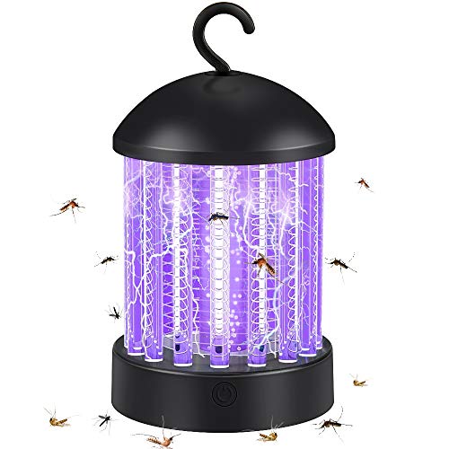 Hisome Lámpara Antimosquitos, Portátil 2 en 1 Lámpara Camping y Noche Lámpara LED Luce UV Mosquitera Eléctrica USB Recargable Silencioso contra Mosquitos Polillas Zancudos y Mas Insectos