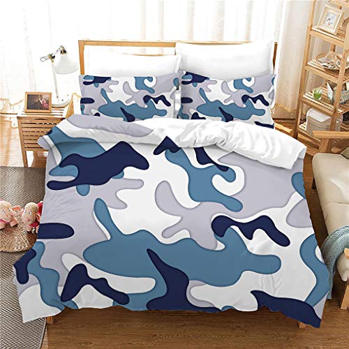 HNHDDZ Juego de Cama 3D Camuflaje Patrón Azul Rosa Verde Gris Marrón Funda Nórdica y Funda de Almohada Microfibra Niño Adolescentes Hombr (Estilo 1, 180x220 cm - Cama 105 cm)