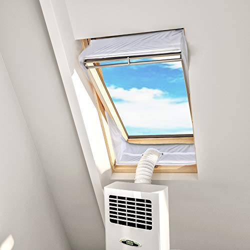 HOOMEE Aislante de Ventanas de Techo Pivotante Central para Aire Acondicionado Portátil y Secadora - Universal - para Perímetro de Ventana de hasta 380 cm