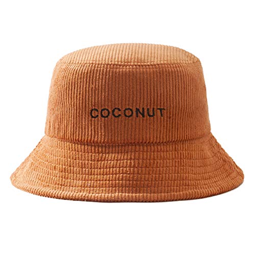 HT LT Sombrero de cubeta Caliente de Invierno para Mujeres Cordillas de Cuerdas Cordillas Cozy a Prueba de Viento Sombreros Plegables con Bordado de Letras de Moda, Café