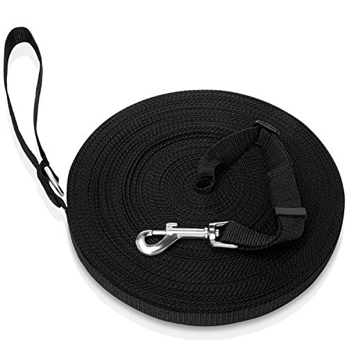 iNeego Correas Básicas para Perros 15M Correa de Perro Obediente Cuerda Nylon Largo Mascota Perro Formación Correa de Entrenamiento Llevar (Negro, 15M)