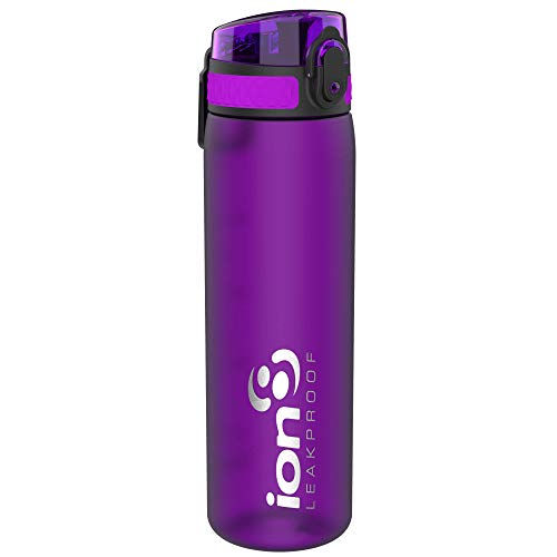 Ion8 Botella Agua Sin Fugas, Sin BPA, 600ml, Morado