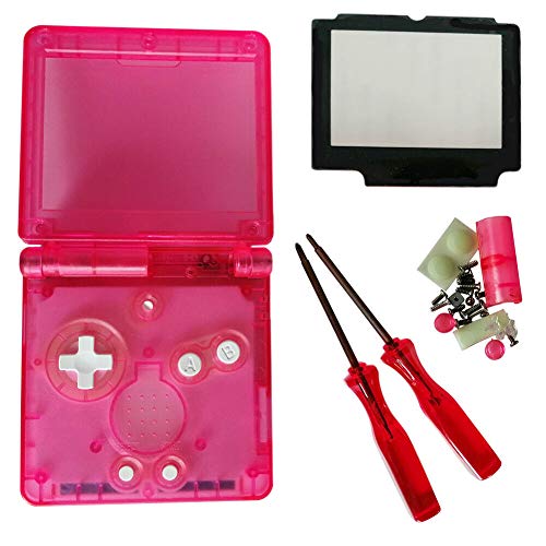 Jerilla Reemplazo Funda Transparente de Cáscara Completa para Gameboy Advance SP GBA SP Console, Claro Vivienda Concha Piezas de Reparación con Lente y Destornillador