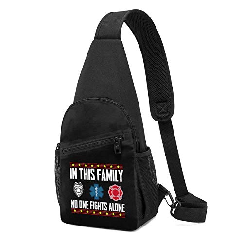 JHUIK En esta familia No One Fights Alone First Responder Unisex Outdoor Sling Bag Pecho Mochila Crossbody Bolsos