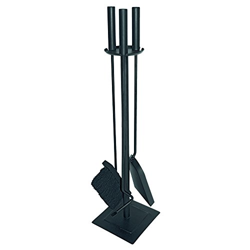 JVL – Malham contemporáneo Chimenea Conjunto de Herramientas, Acero, Negro, 15 x 15 x 61 cm, 3 Piezas