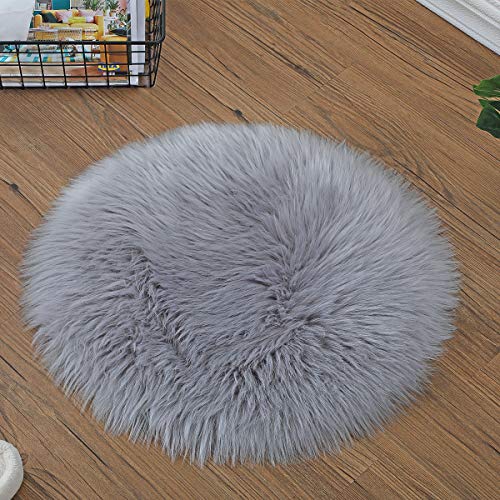 KAIHONG Oveja de Piel sintética Felpudo Alfombra Antideslizante Lujosa Suave Lana Artificial Alfombra para salón Dormitorio baño sofá Silla cojín (Gris, 45 x 45 cm)