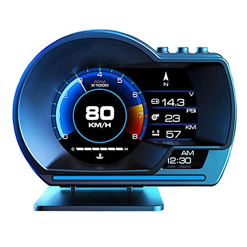 Kairiyard 4" HUD OBD2 GPS 2 Sistema Velocímetro Kilometraje Diagnóstico Auto Obd2 Pantalla HUD Altitud Flux Datos Brújula Reloj Alarma Velocidad Excesiva Temperatura Presión Turbina Cantidad Satélite