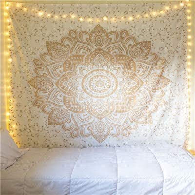 KHKJ Tapiz Hippie Colgante de Pared Tapiz psicodélico Mandala Revestimiento de Pared Alfombra Dormitorio cabecera Boho decoración del hogar Cortina Estera de Yoga A1 95x73cm