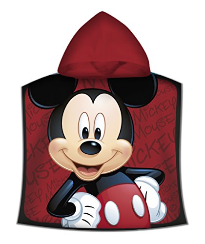 Kids - Poncho Toalla, Diseño Mickey, color Rojo, 50 x 100 cm (WD19610M)