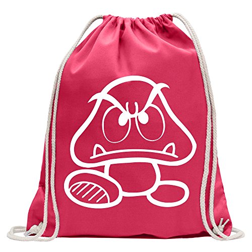 Kiwistar Gumba Bowser avversario Divertida Mochila Deportivo para el Fitness. Gymbag para lo Shopping de algodón con cordón, Unisex Adulto, Rosa, 37 x 46cm