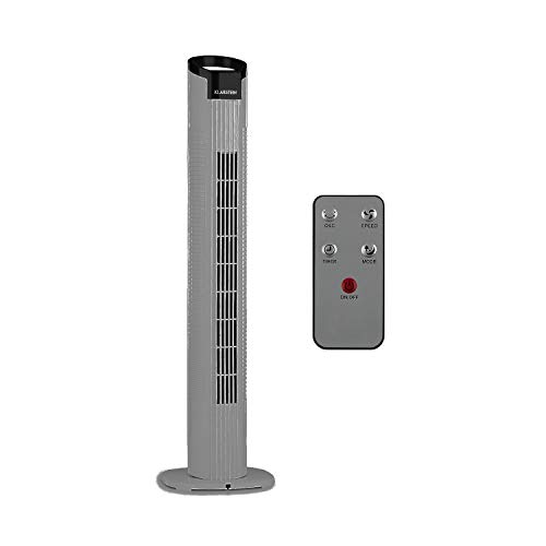 Klarstein Mana Peak - Ventilador de torre, 3 velocidades, 3 modos ventilación, Oscilación conmutable 80°, Caudal 442,8 m³/h, Potencia 50 W, Temporizador, Pantalla táctil, Mando a distancia, Hueso