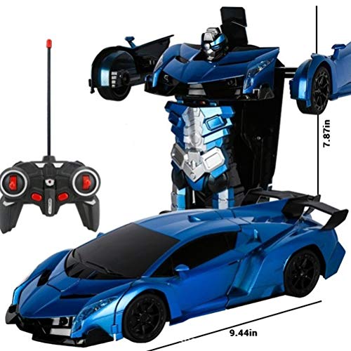 Koowaa 2 en 1 RC Coche Conducción Deportes Coches Drive Transformación Robot Modelo Control Remoto Coche RC Lucha Juguete Regalo, E