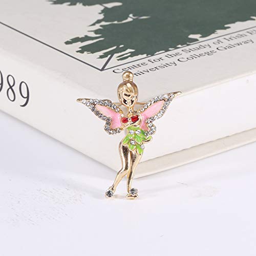 KUANGLANG Broche de ángel de Elfo de Cristal, Ramillete de Esmalte de Metal a la Moda, Broche de Solapa para Camisa, broches de joyería para Mujer, Accesorios