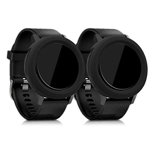 kwmobile 2 Fundas Compatible con Garmin Vivoactive 3 - Cubierta Monitor de Actividad de Silicona Negro/Negro