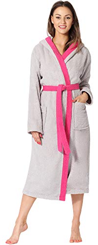 Ladeheid Albornoz de Baño 100% Algodón Ropa de Casa Mujer LA40-191 (Gris-11/Rosa-25, L)