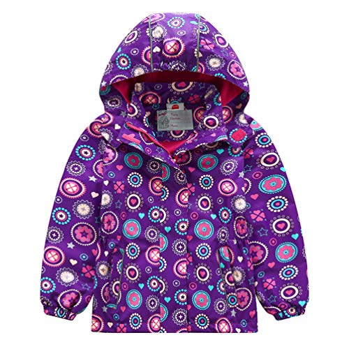 Lau's Impermeable Chubasquero Niña Primavera Abrigo Cortavientos con Forro Polar Morado 2-3 años