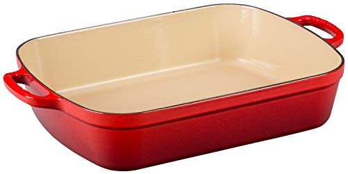 LE CREUSET Evolution Bandeja Rectangular, Todas Las Fuentes de Calor Incl. inducción,6,6 l, Hierro Fundido, Rojo(Cereza), 37 cm