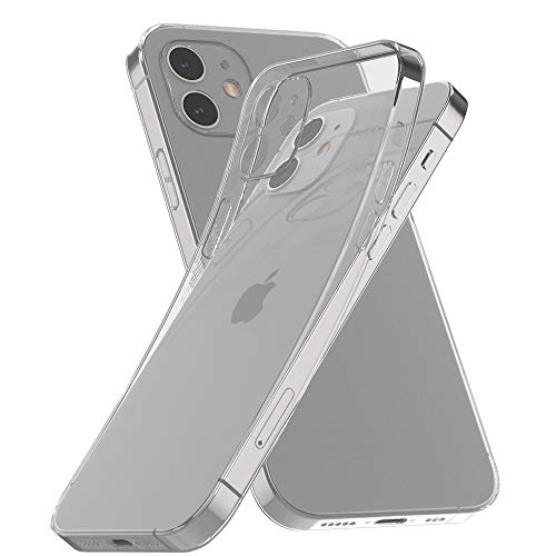 LEONAS Funda transparente de silicona para iPhone 12, compatible con iPhone 12, ultrafina, flexible, antigolpes, transparente