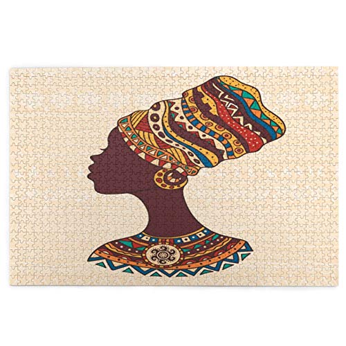 LINARUBE Rompecabezas de 1000 Piezas,Rompecabezas de imágenes,Mujer Africana,en,un,Turbante,Cabeza,Juguetes Puzzle for Adultos niños Interesante Juego Juguete Decoración para El Hogar