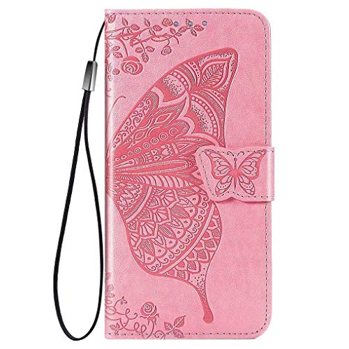 LINER Funda para Motorola Moto E7 Plus / G9 Play Billetera Estuche, Premium Cuero PU Soporte Plegable Ranuras para Tarjetas Magnético Elegante Flip Carcasa para Motorola Moto E7 Plus - Rosado