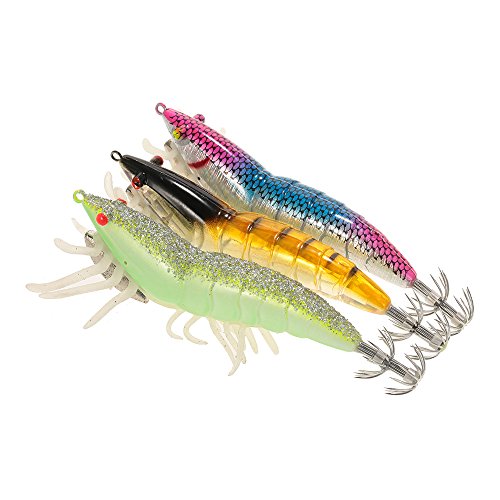 Lixada 3/5pcs 12 cm/21 Noctilucentes Pesca Camarones Señuelo Cebo de Calamar de Gambas (3pcs /12cm 7g)