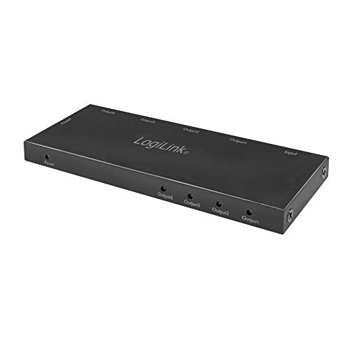 LogiLink CV0141 - Conmutador HD 4K Pro (Ultrafino, 1 Entrada HDMI a 4 Salidas HMDI con HDCP 2.2)