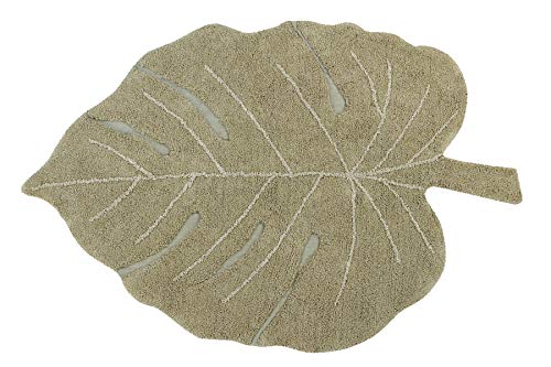 Lorena Canals Alfombra Lavable en Lavadora Monstera Olive 97% Algodón 3% Otras Fibras -Verde, Natural, Amarrillo- 120x180cm