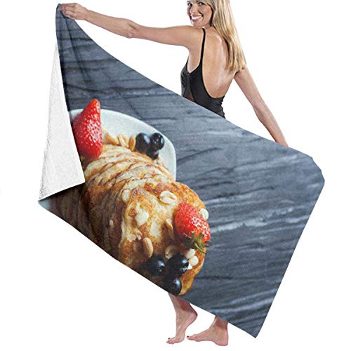 LREFON Tarta de Fresa y arándano Melaleuca Fun Badetuch Schnelltrocknende fusselfreie Mikrofaser-Badet & uuml; Cher 32 x 52 Zoll; Cher